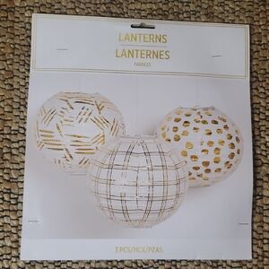 Gold and White Paper Lantern Set